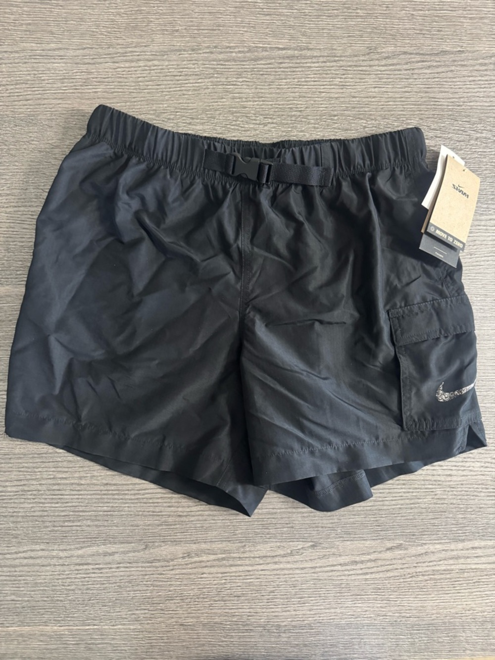 Nike Swim Voyage Women’s Cover-up Shorts Size M Black Belt Pockets